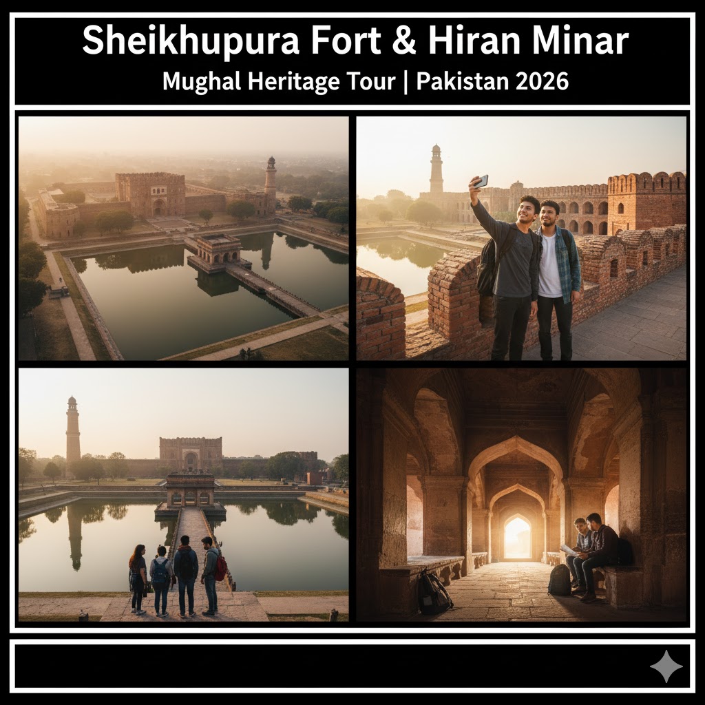 Sheikhupura Fort with Hiran Minar pond view, Mughal heritage site and historic fort in Pakistan