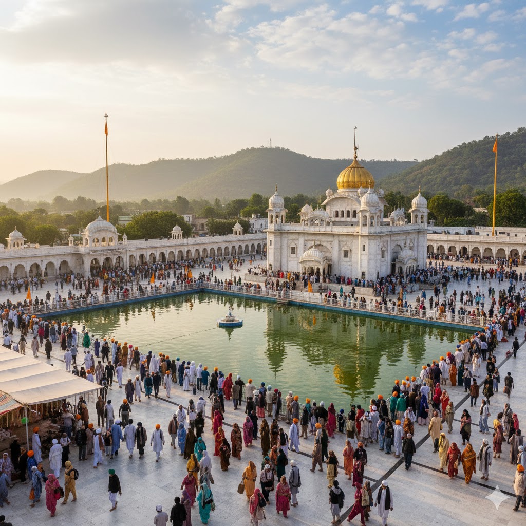 Sikh pilgrims gathered at Gurdwara Panja Sahib Hasan Abdal for Vaisakhi