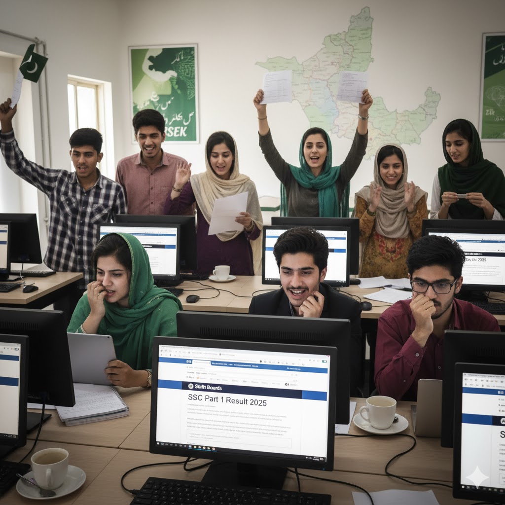Sindh students checking board results on official websites