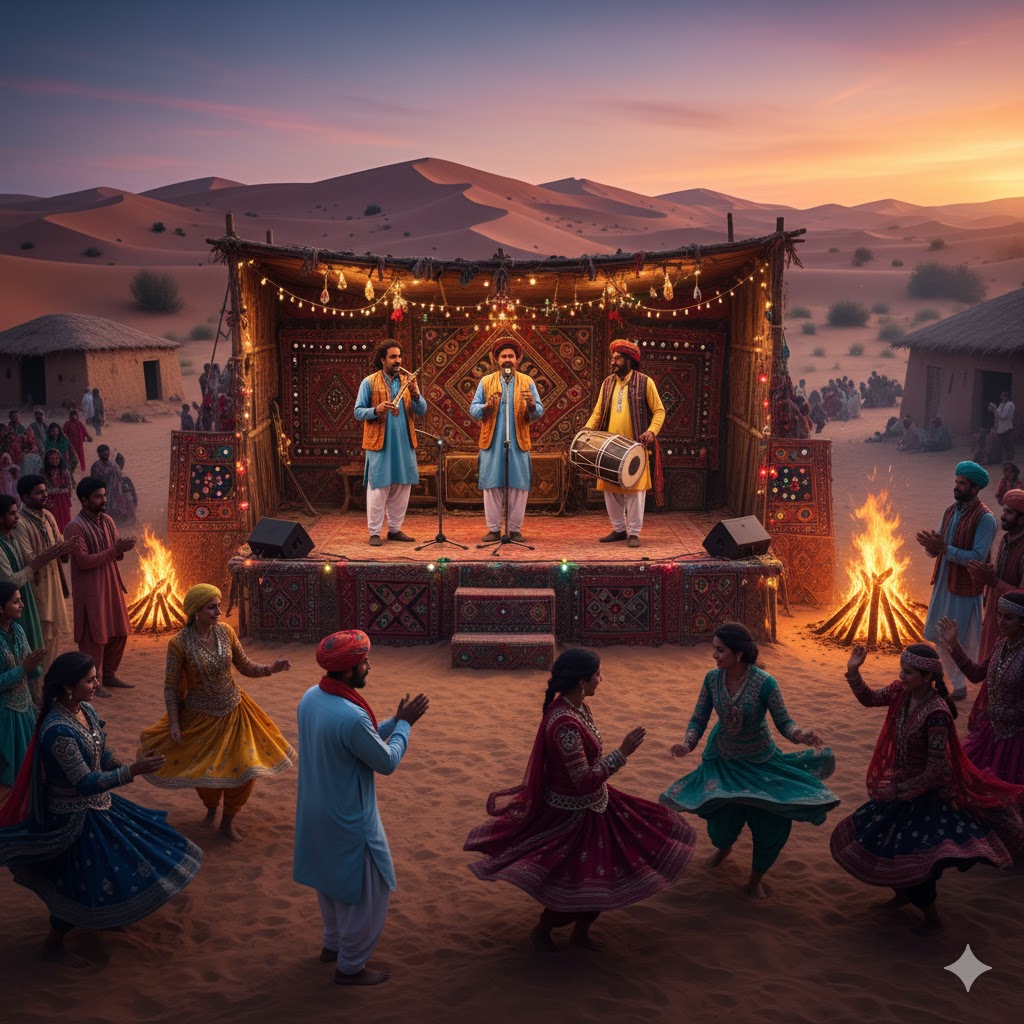 Sindhi musicians performing at Thar Desert Cultural Festival.