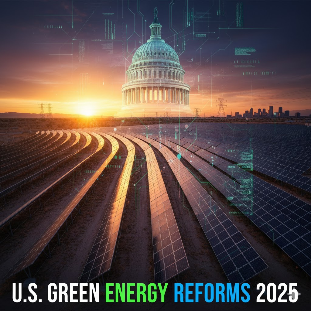 Solar panels symbolizing U.S. green energy reforms 2025