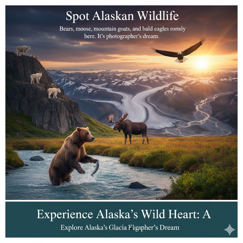 Spot Alaskan Wildlife, Bears, moose, mountain goats