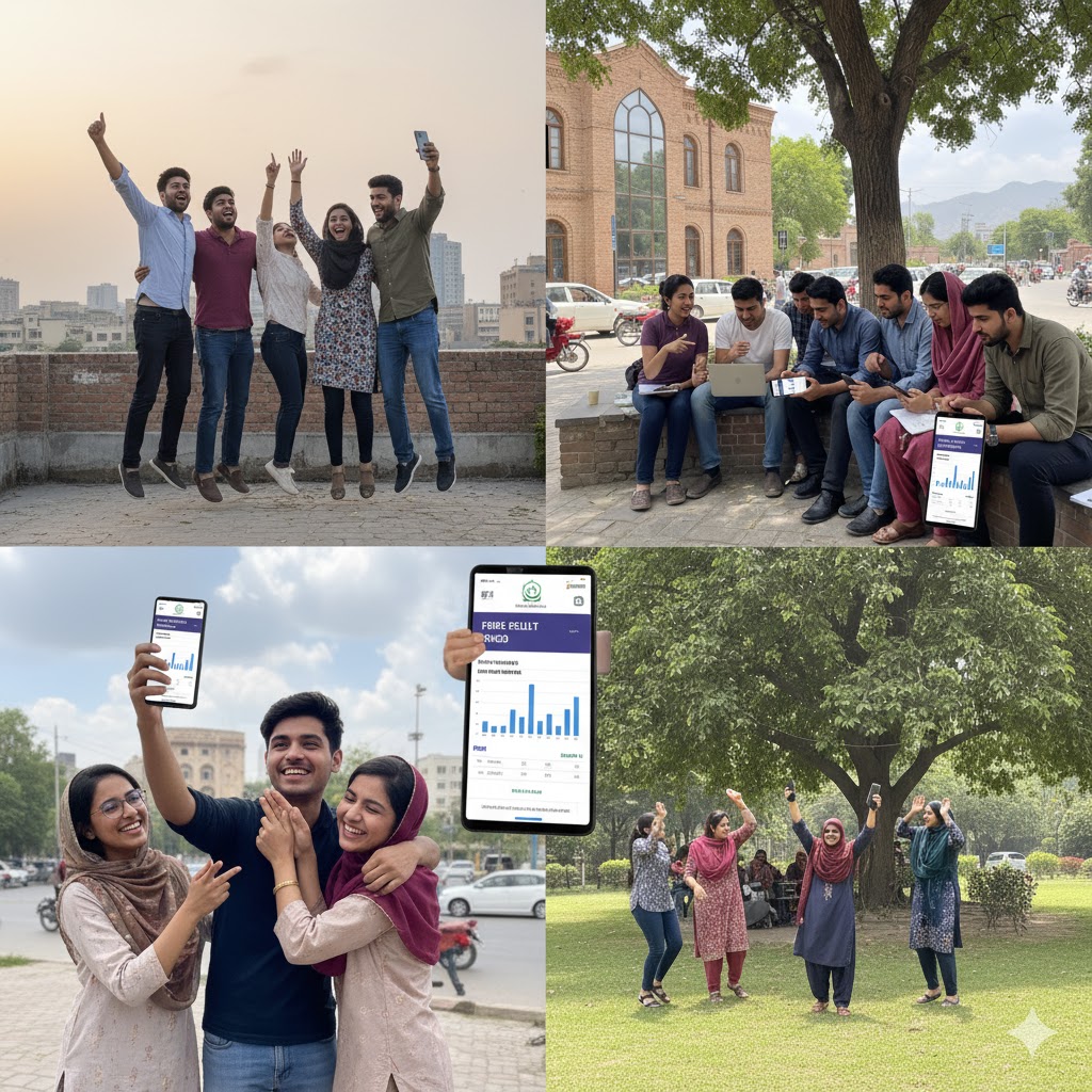 Students across Pakistan celebrating after checking board results online