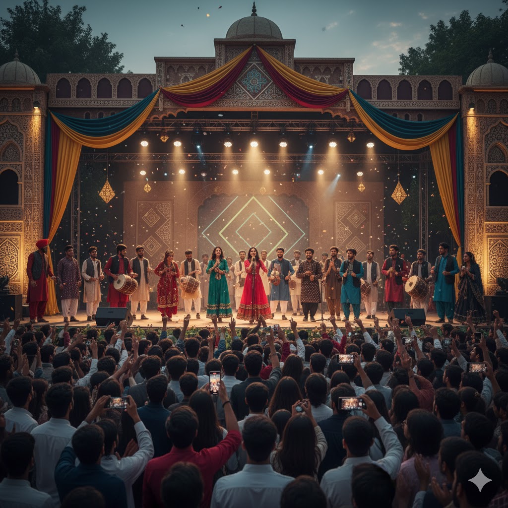 Students performing at a cultural night during university festival