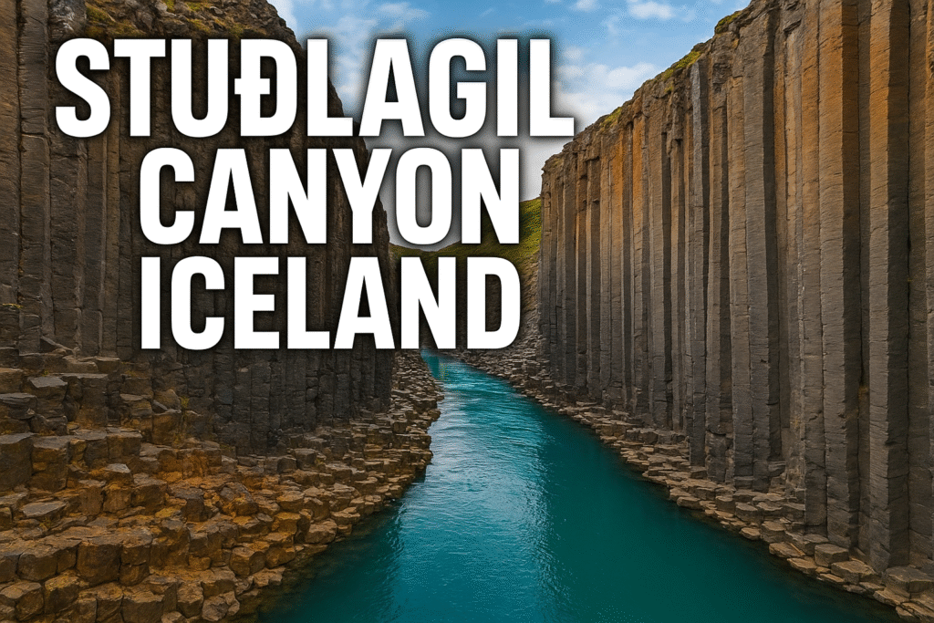 Stuðlagil Canyon Iceland feature image — turquoise river and basalt cliffs