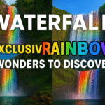 7 stunning waterfall exclusive rainbow wonders worldwide collage featuring Yosemite Skógafoss Victoria Kaieteur Iguazu Plitvice Seljalandsfoss waterfalls