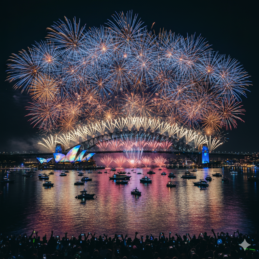 Sydney fireworks lighting up the sky