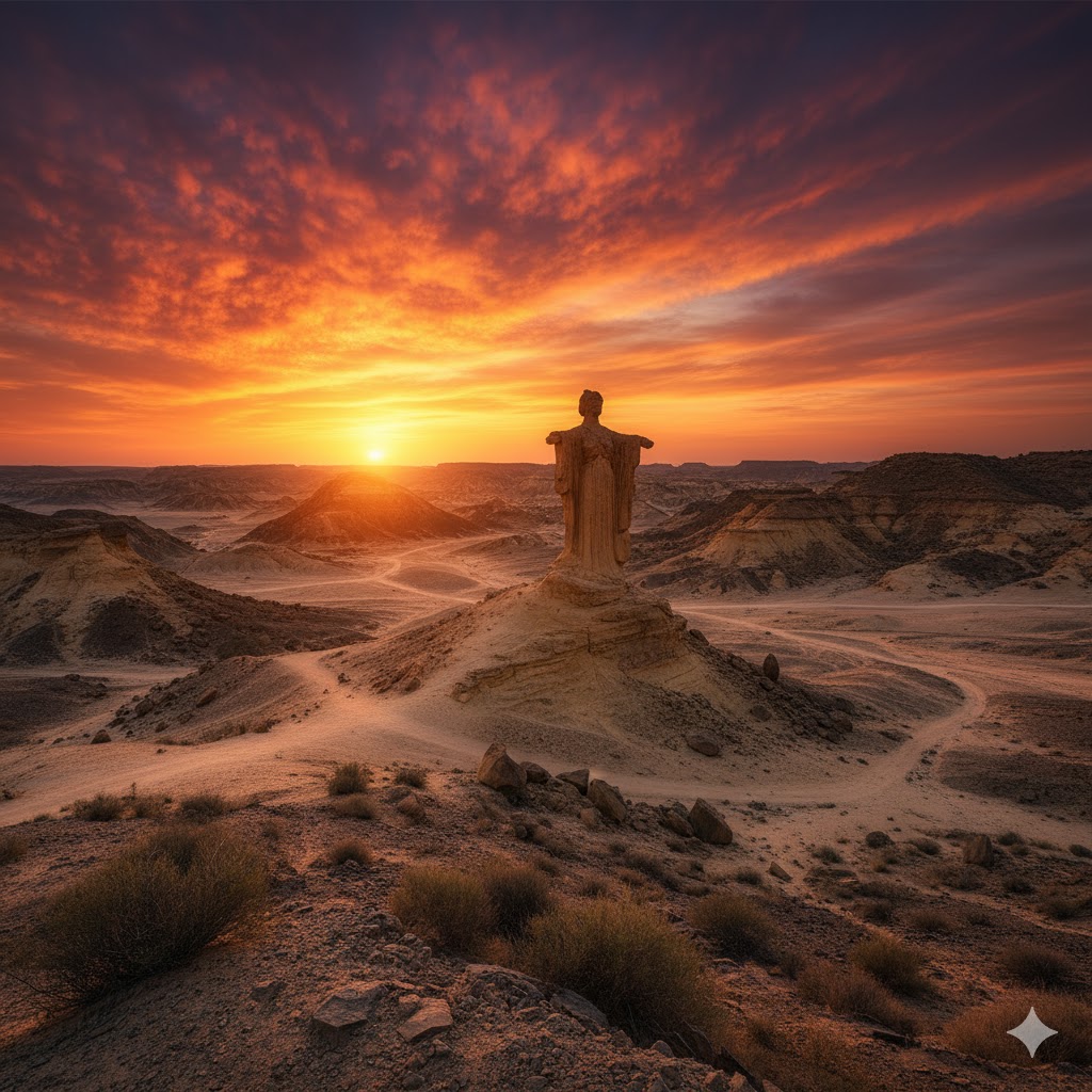 The Princess of Hope rock formation under dramatic sunset light at Hingol National Park