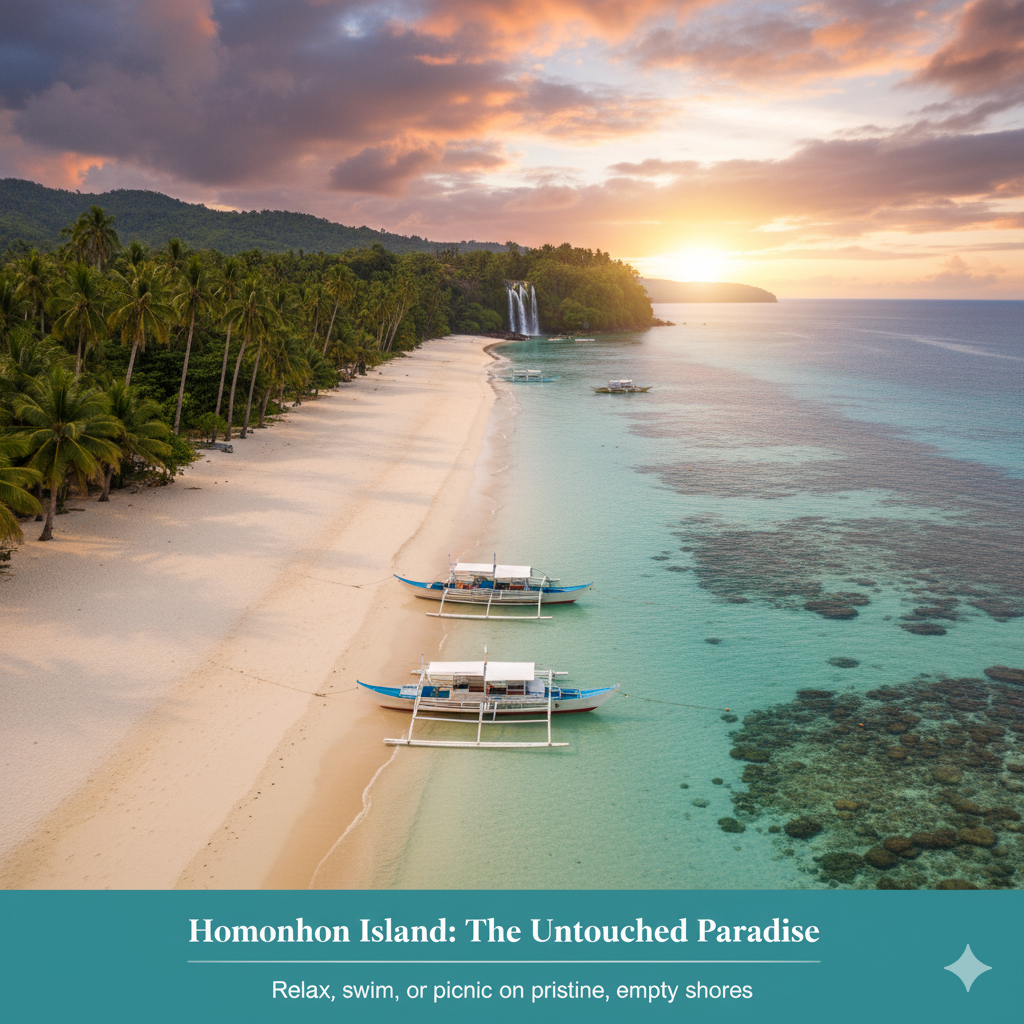 The island features long stretches of white sand