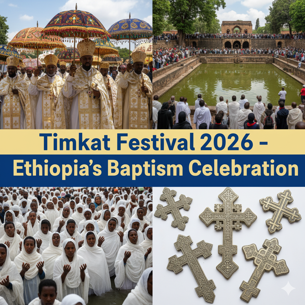 Ethiopian Orthodox Christians celebrating Timkat Festival 2026 in Gondar