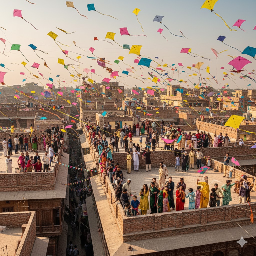 Tourists enjoying Basant kite festival in Lahore’s old city rooftops