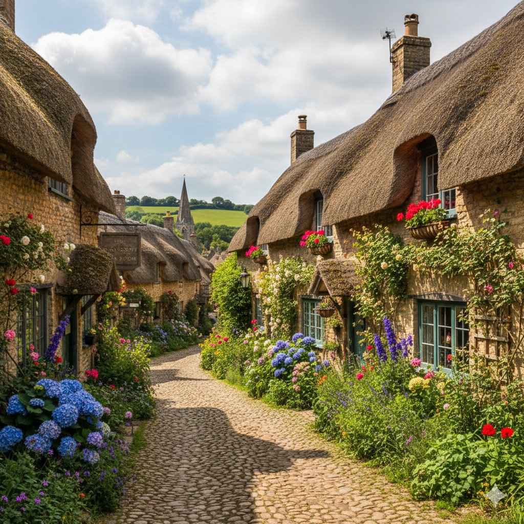Traditional Dutch houses with gardens along Giethoorn canals