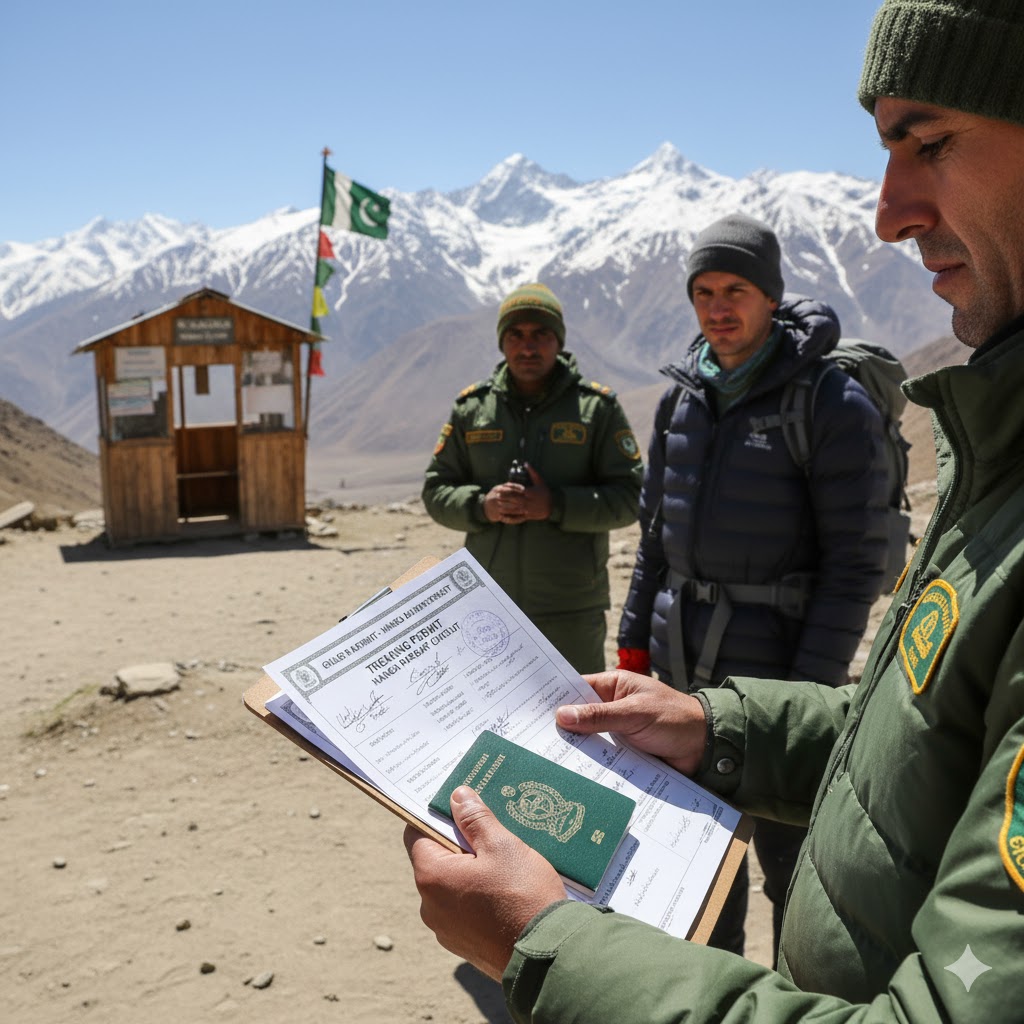 Traveler showing permit at checkpoint