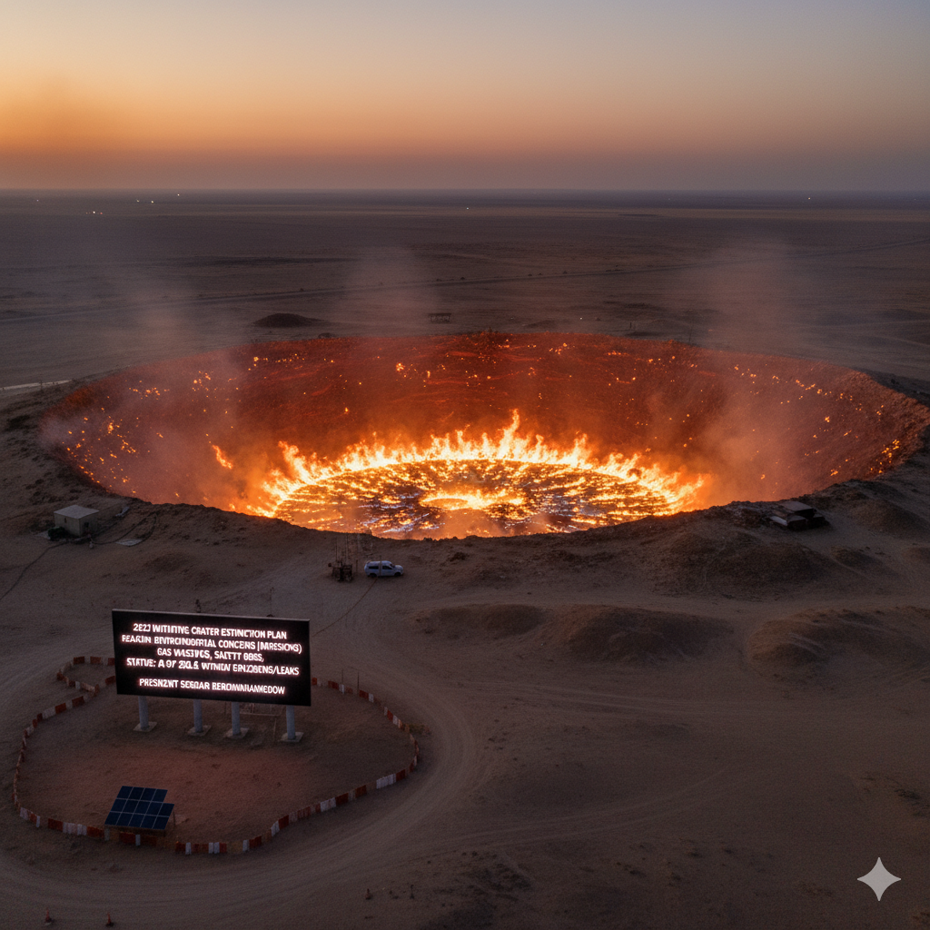 Turkmenistan’s president Serdar Berdimuhamedow plans to finally extinguish the fire