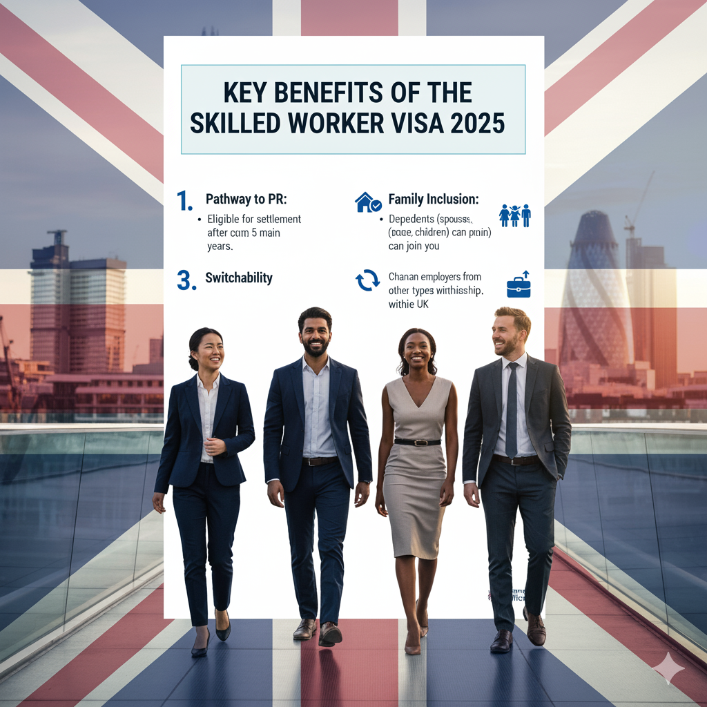 UK Skilled Worker Visa 2025 Key Benefits