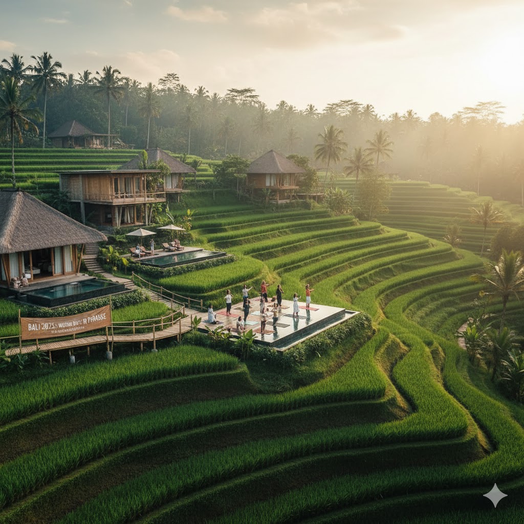 Ubud rice terraces eco retreat Bali 2025 travel reopening