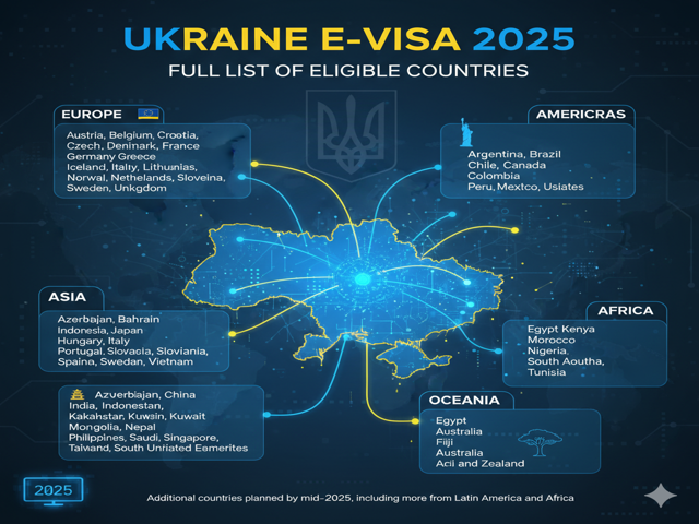 Ukraine E-Visa 2025 List of Eligible Countries
