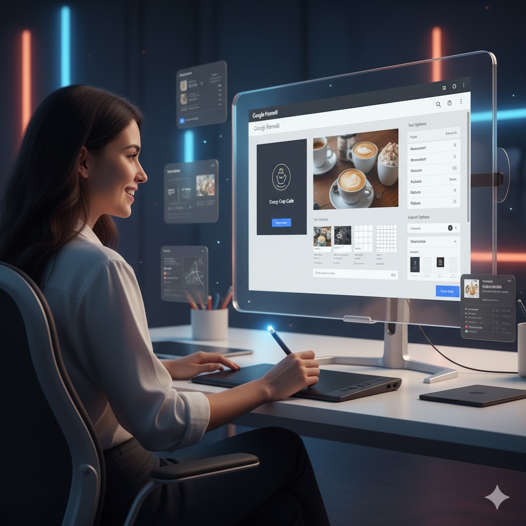User editing a Pomelli-generated banner ad with text and layout options