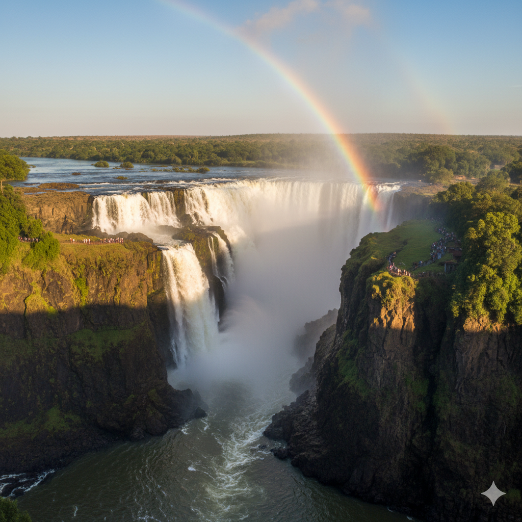 Victoria Falls waterfall between Zambia and Zimbabwe