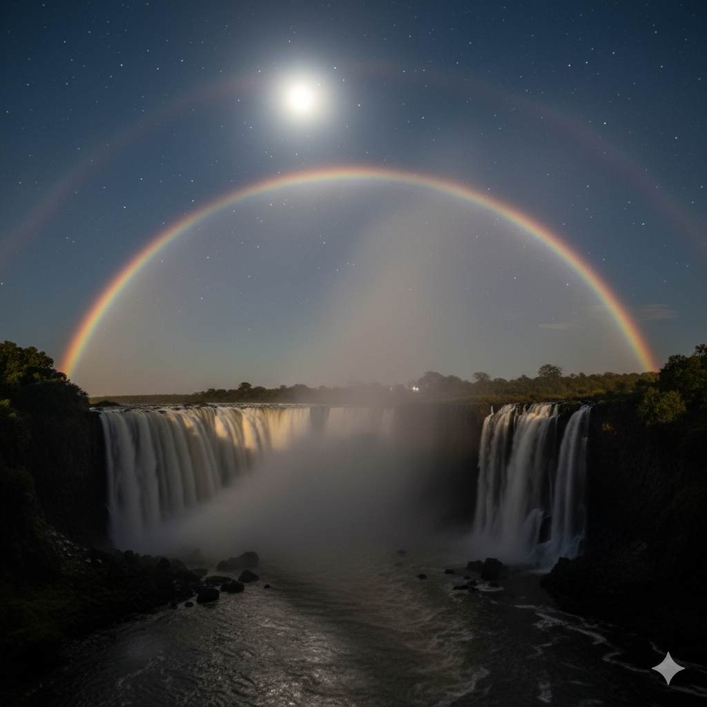waterfall exclusive rainbow Victoria Falls moonbow night mist