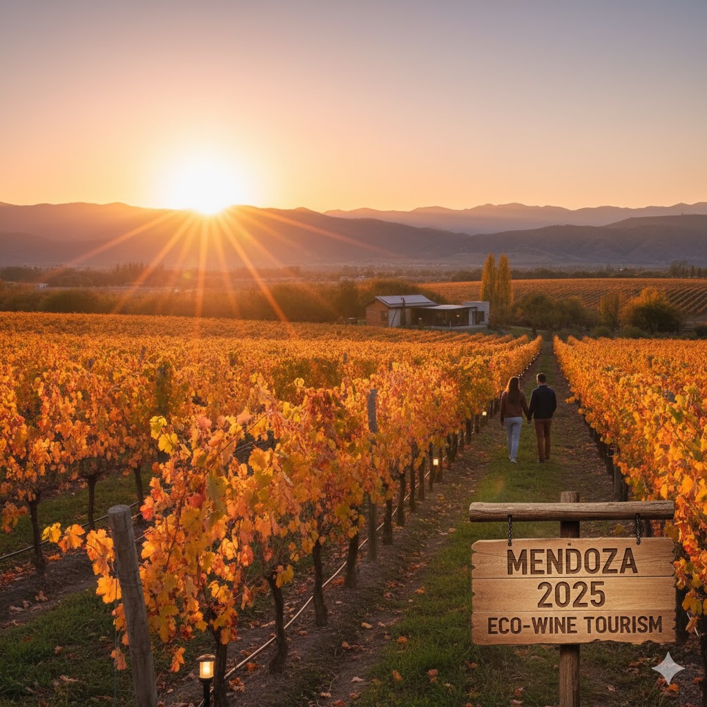 Vineyard at sunset Mendoza Argentina 2025 eco wine tourism