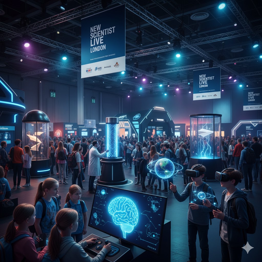Visitors exploring interactive science zones at New Scientist Live London