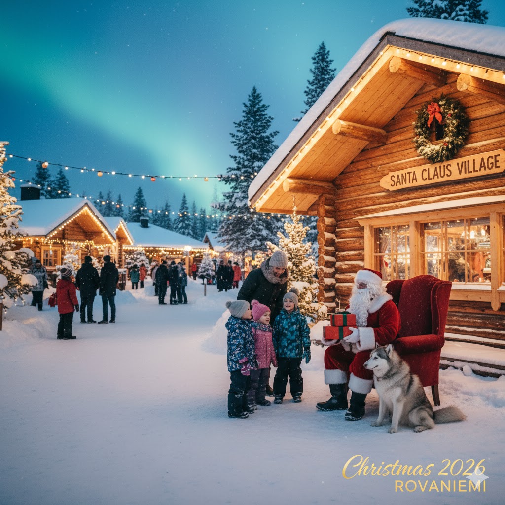 Visitors meeting Santa Claus in Rovaniemi during Christmas 2026