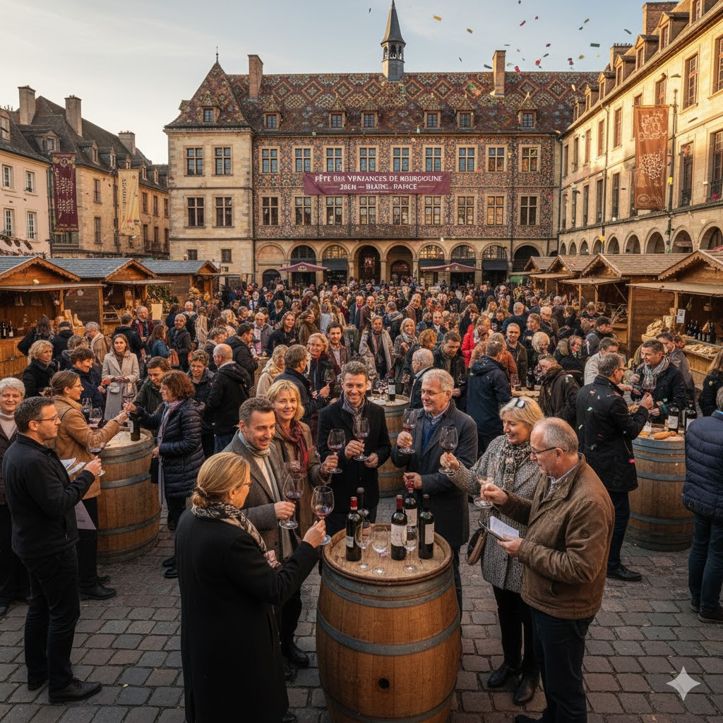 Visitors tasting wine during Burgundy Harvest Festival 2026 in France