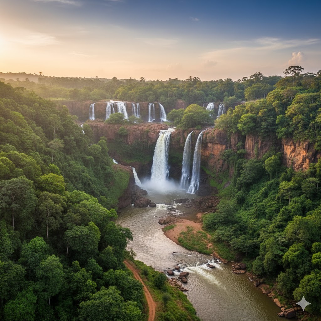 Waterfalls cascading through Fouta Djallon highlands, Guinea