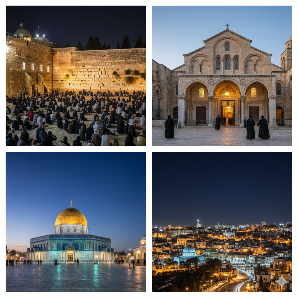 Western Wall, Church of the Holy Sepulchre, and Al-Aqsa Mosque