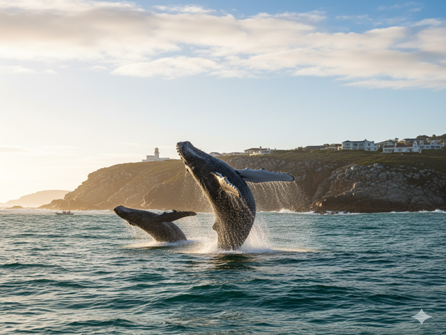 Whale watching from Hermanus cliffs during 2026 festival