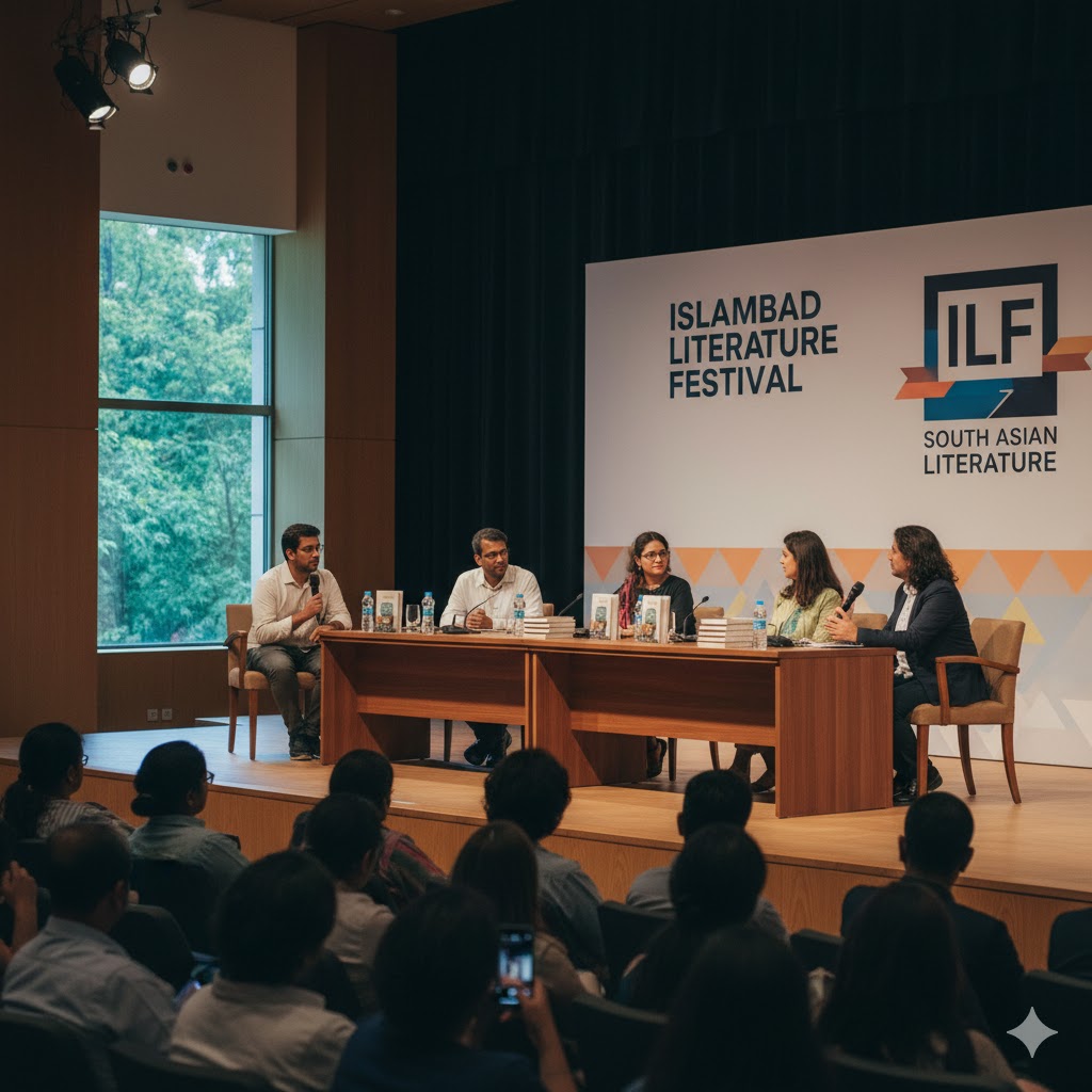 Writers and audiences at Islamabad Literature Festival discussing South Asian literature