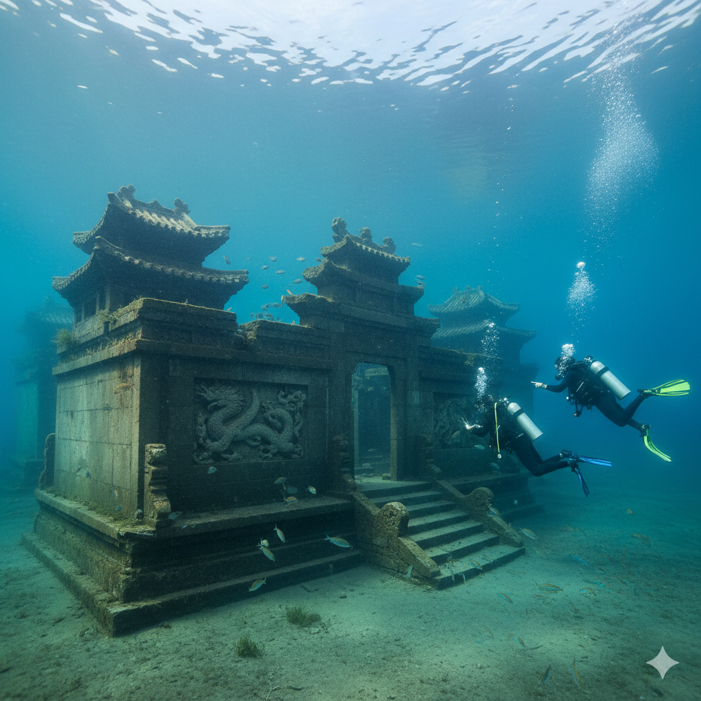 city of Shicheng beneath the lake's surface