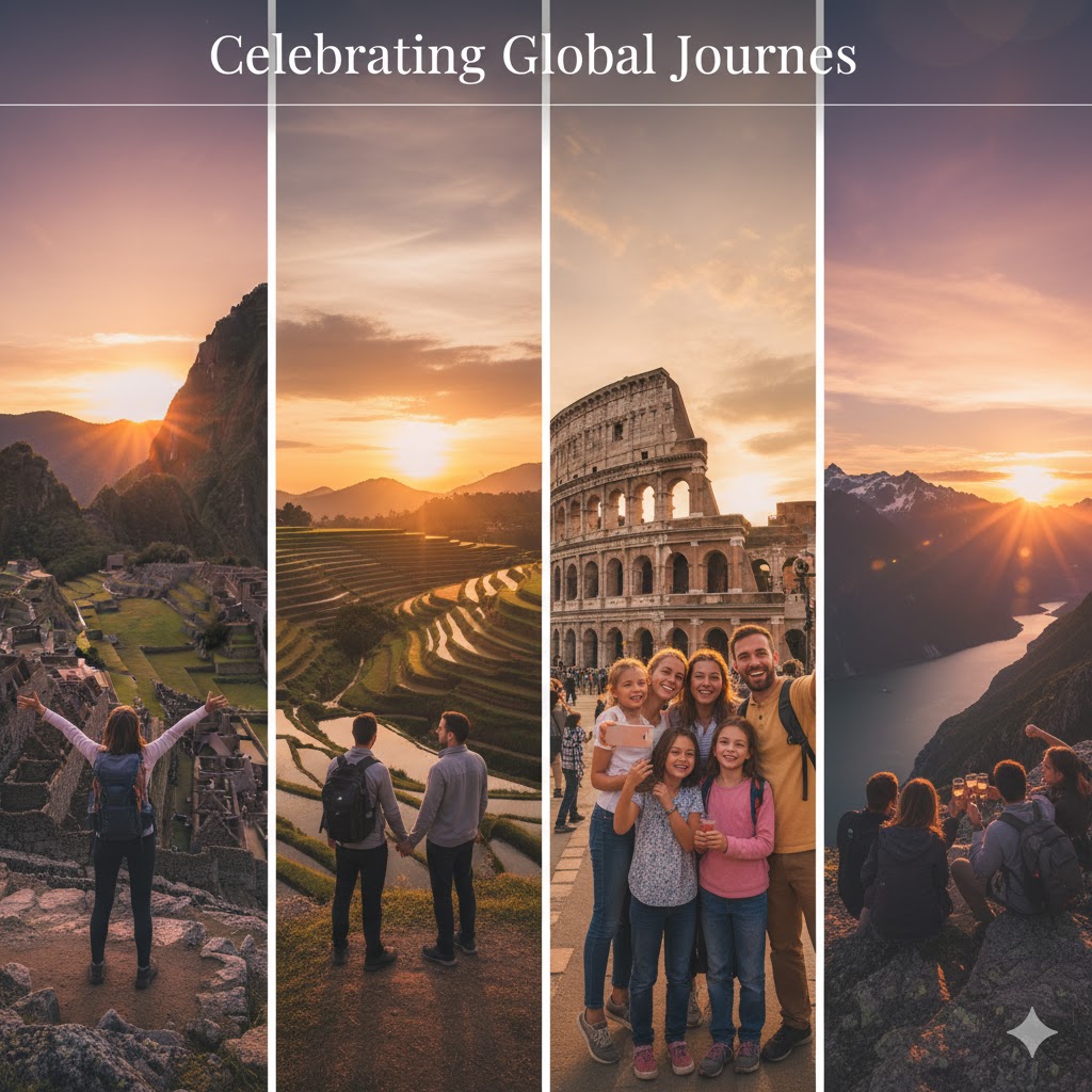 collage of world travelers