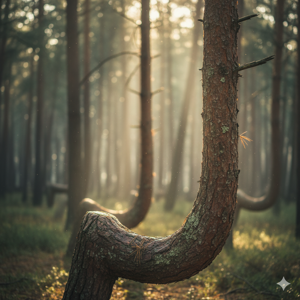 curved pine trunk