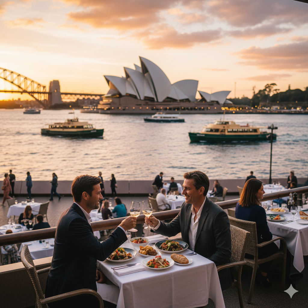 dining at Circular Quay, with the iconic Sydney Opera House