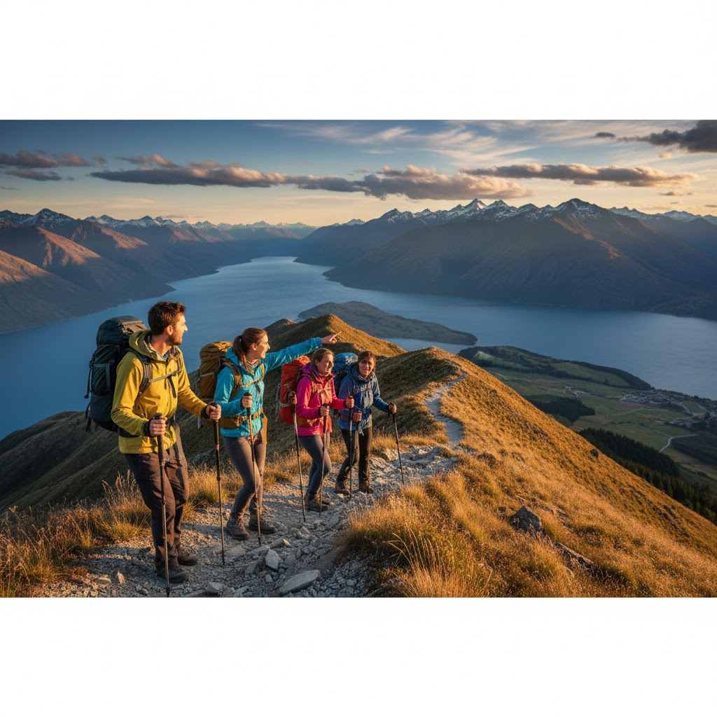 group hiking mountains of Queenstown New Zealand