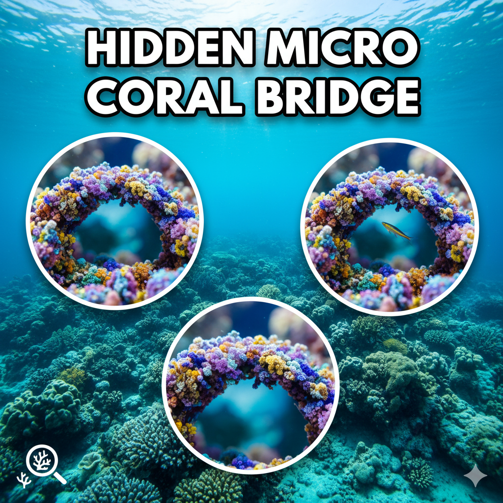 hidden micro coral bridge connecting reef islets underwater coral ridge