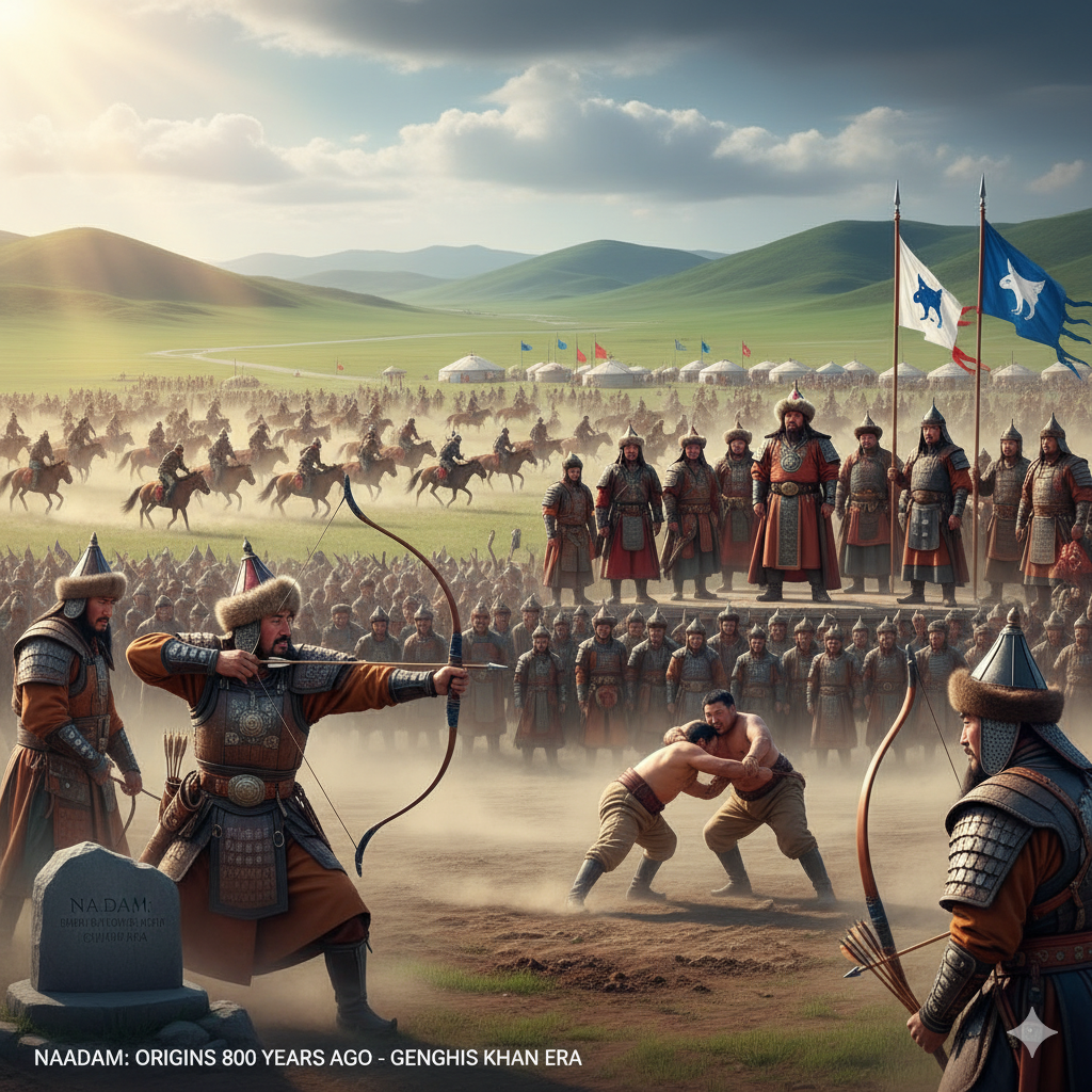 historical origins of Naadam, reflecting the era of Genghis Khan
