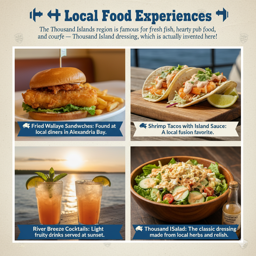 local food experiences - Thousand Islands - Fried Walleye Sandwiches - Shrimp Tacos with Island Sauce