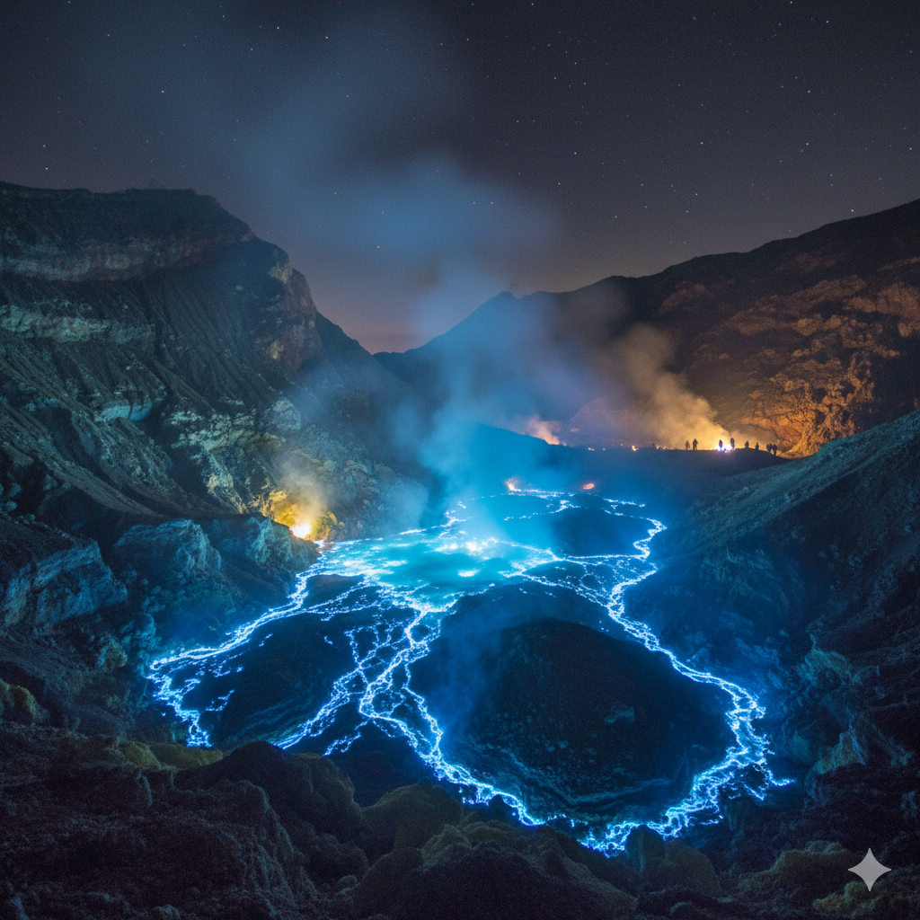 mesmerizing blue flames of Kawah Ijen