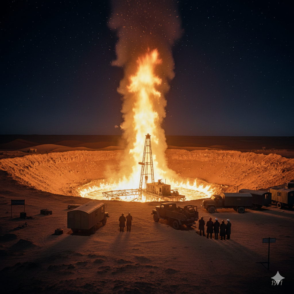 natural gas reserves in the Karakum Desert - hidden underground cavern