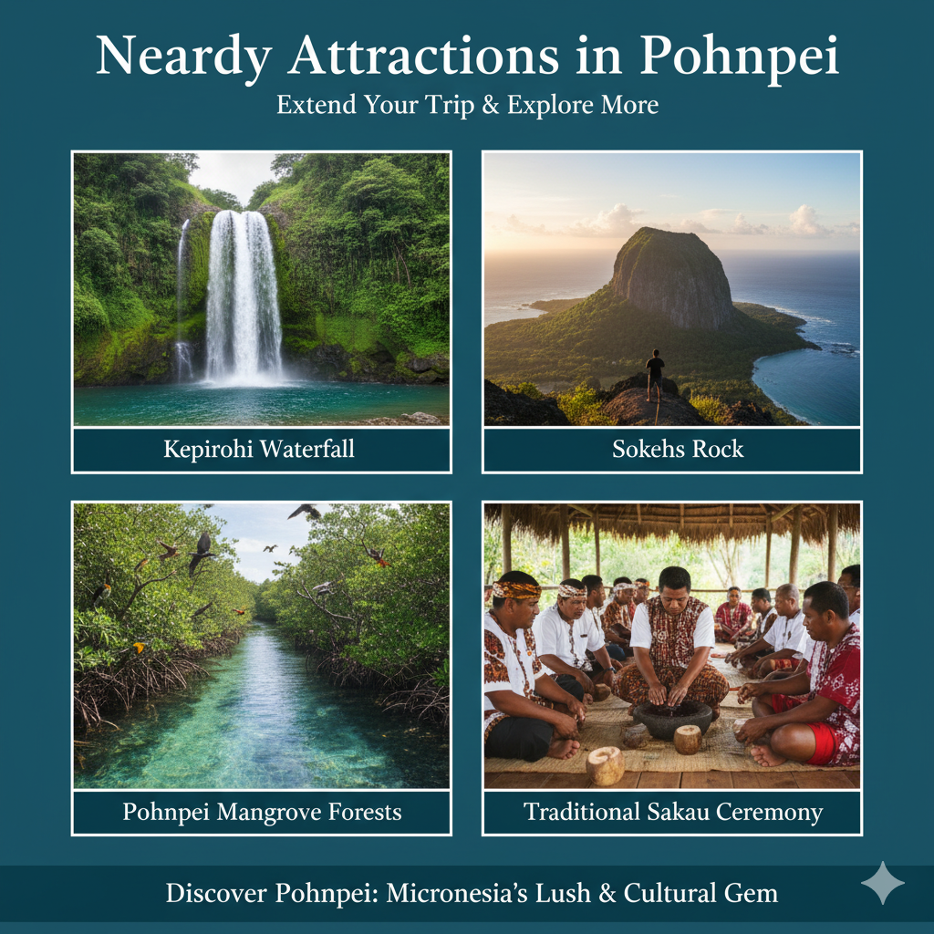 pohnpei nan madol, Kepirohi Waterfall, Sokehs Rock, Pohnpei Mangrove Forests, Traditional sakau kava ceremonies