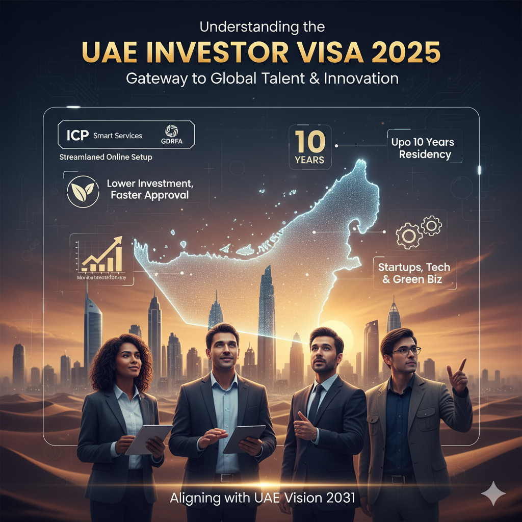 representing the UAE Investor Visa for 2025, highlighting its benefits and focus on innovation