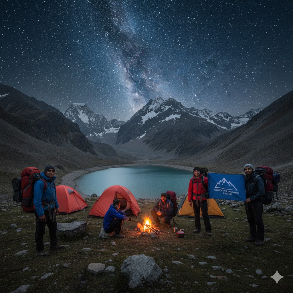 senior Students camping near Dudipatsar Lake during Hidden Lakes of Northern Pakistan 2026