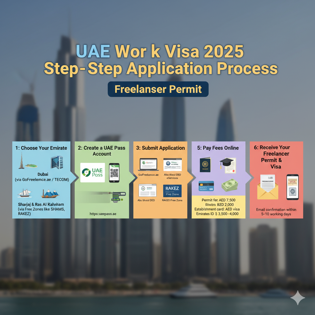 step-by-step guide to applying for UAE Work Visa and Freelancer Permit 2025