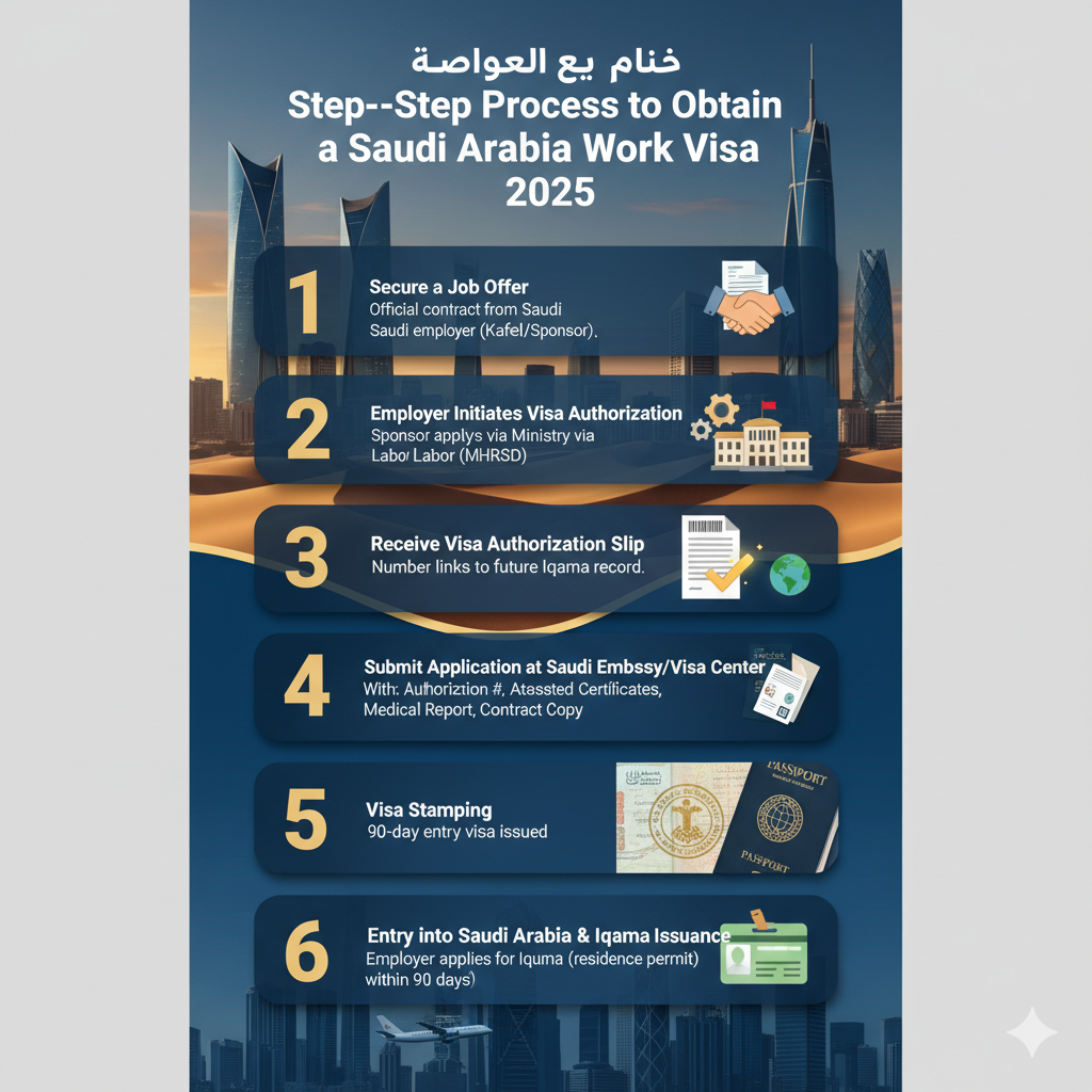 step-by-step process for obtaining a Saudi Arabia Work Visa 2025