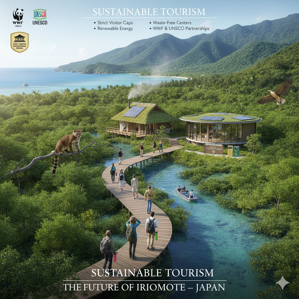 sustainable tourism on Iriomote Island, highlighting its natural beauty and eco-friendly efforts
