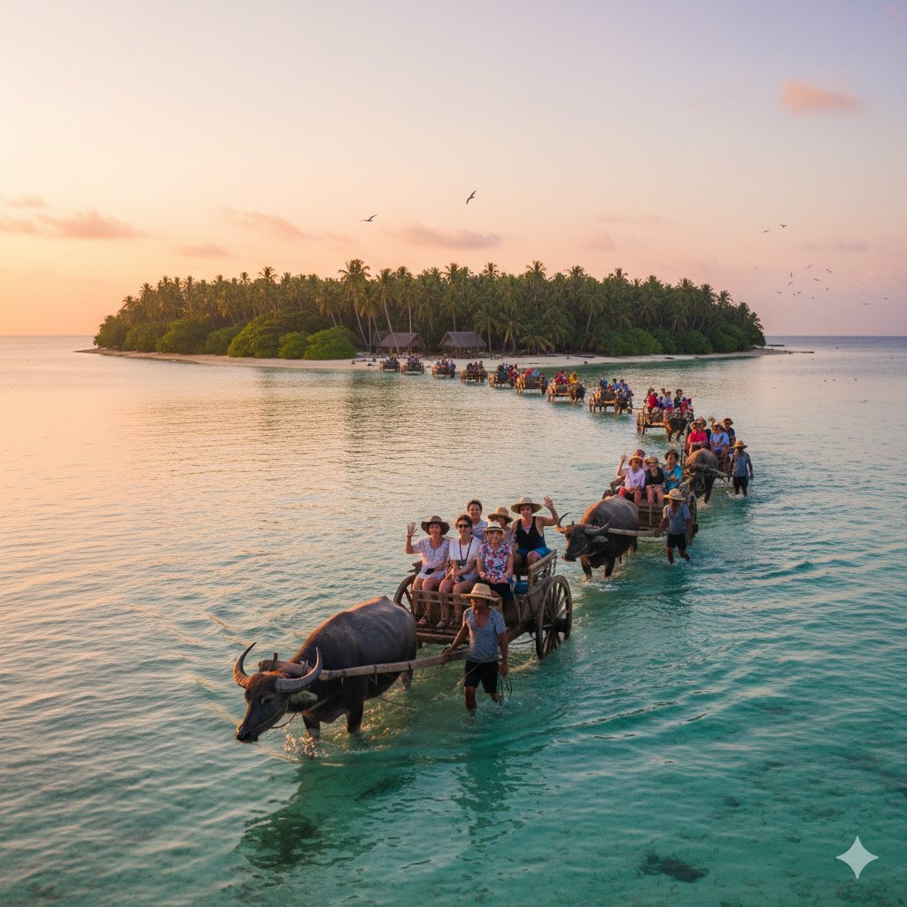 water buffalo carts heading to Yubu Island