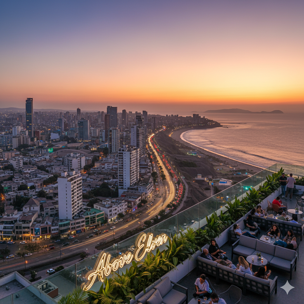 Above Eleven rooftop Lima Peru skyline